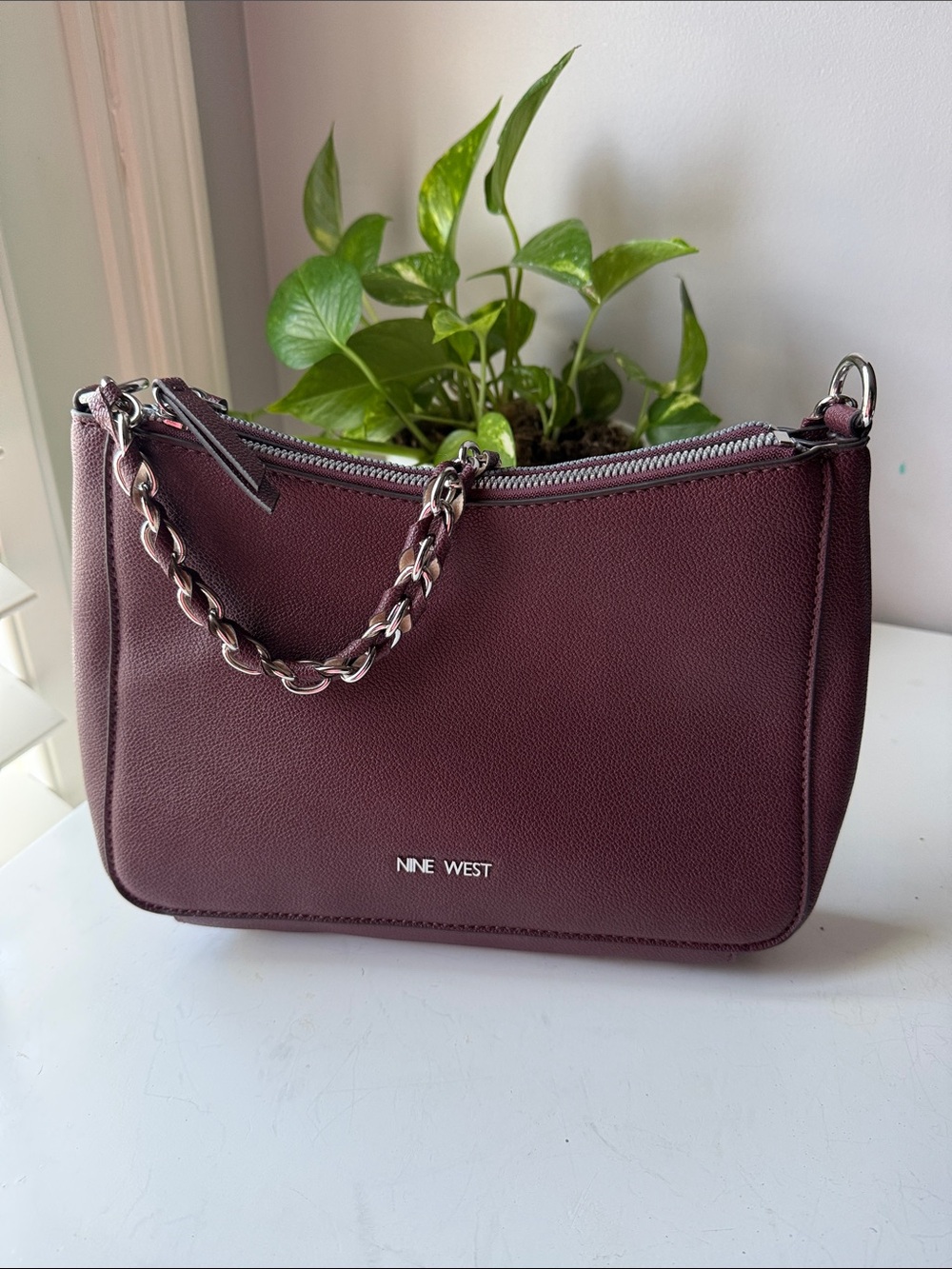 Nine West Plum Chain-Handle Shoulder Bag/Crossbody Bag